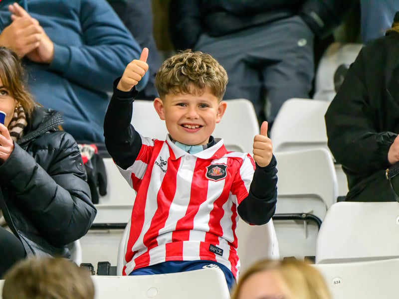 Sunderland fans in action against Brentford at the Stadium of Light in the Carabao Cup. Photo by Chris Fryatt.