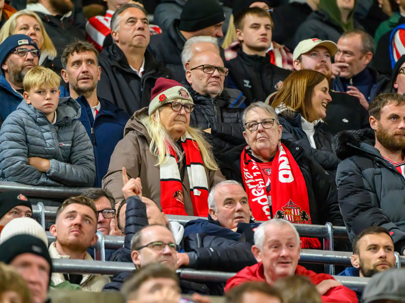 Sunderland fans in action against Brentford at the Stadium of Light in the Carabao Cup. Photo by Chris Fryatt.