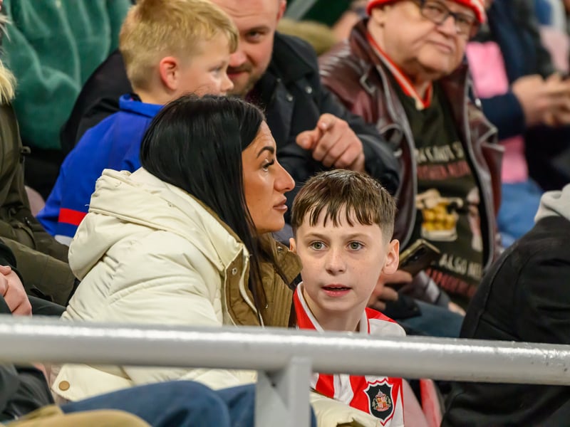 Sunderland fans in action against Brentford at the Stadium of Light in the Carabao Cup. Photo by Chris Fryatt.