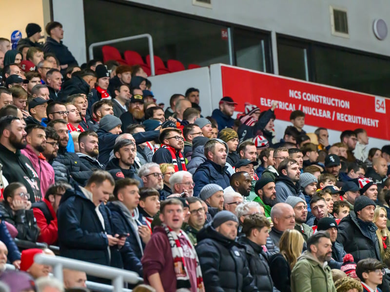 Sunderland fans in action against Brentford at the Stadium of Light in the Carabao Cup. Photo by Chris Fryatt.