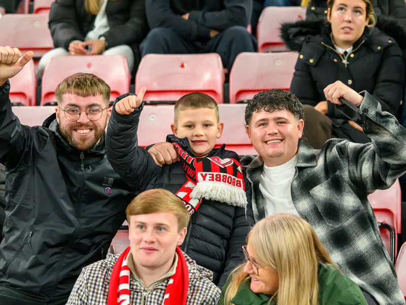 Sunderland fans in action against Brentford at the Stadium of Light in the Carabao Cup. Photo by Chris Fryatt.