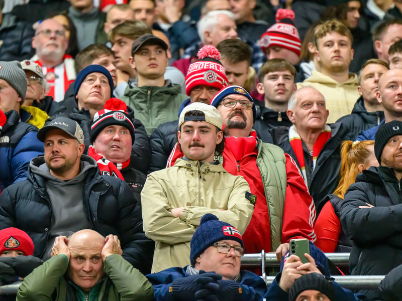 Sunderland fans in action against Brentford at the Stadium of Light in the Carabao Cup. Photo by Chris Fryatt.