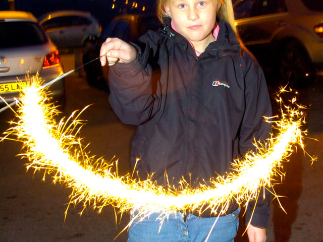 Bonfire night at Hollin Bush Pub, Sheffield Lucy Perrins, ten with a sparkler