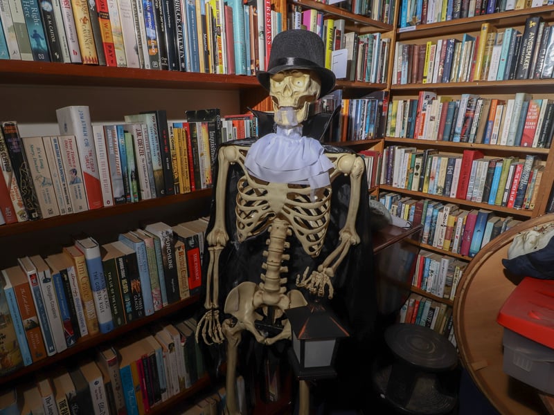 Petersfield Bookshop, Petersfield is hosting a Halloween Walkthrough. 

Pictured: Inside the spooky bookshop

Picture: Habibur Rahman