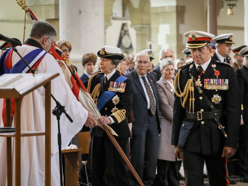 Pictured: Handing over of the Queen's Colours by HRH Princess Royal.