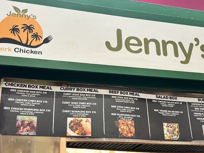 Jenny's at Kirkgate Market has a range of box meals available for £10. If you're looking for something even cheaper, try the curry goat or brown beef stew for just £8.