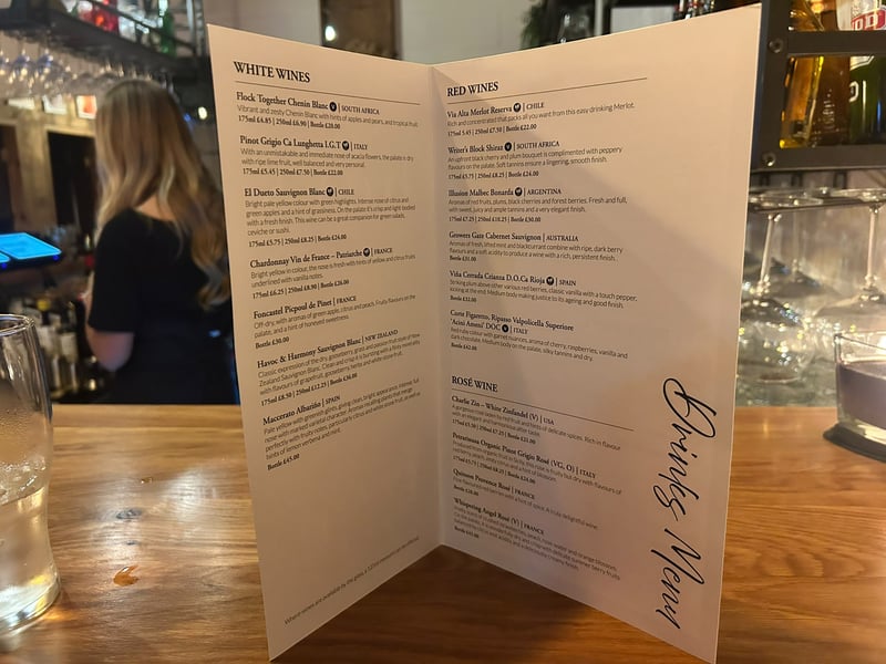 Bevs features an extensive wine and cocktail list