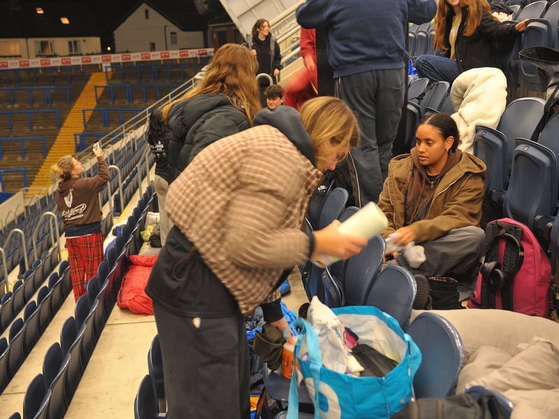 Sleepers prepare for the night