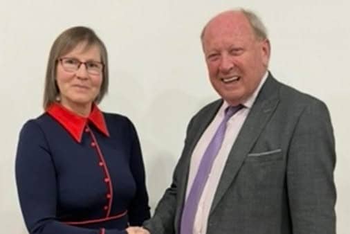 TUV party leader Jim Allister pictured with Glens candidate, Jamise McIlhagga
