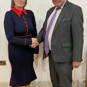TUV party leader Jim Allister pictured with Glens candidate, Jamise McIlhagga