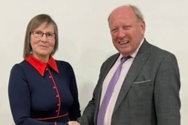 TUV party leader Jim Allister pictured with Glens candidate, Jamise McIlhagga