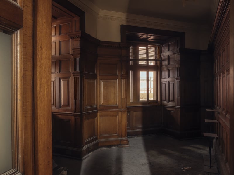 The beautiful, wooden panelled interior
