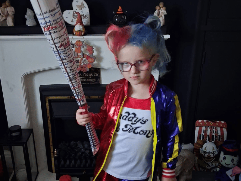 Five-year-old Aria as Harley Quinn.