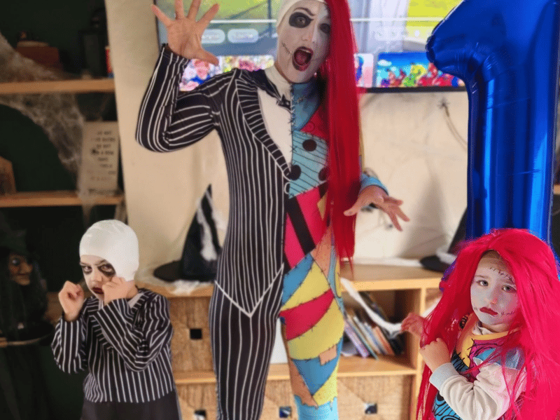 Cooper and Jameson as the iconic Nightmare Before Christmas characters.