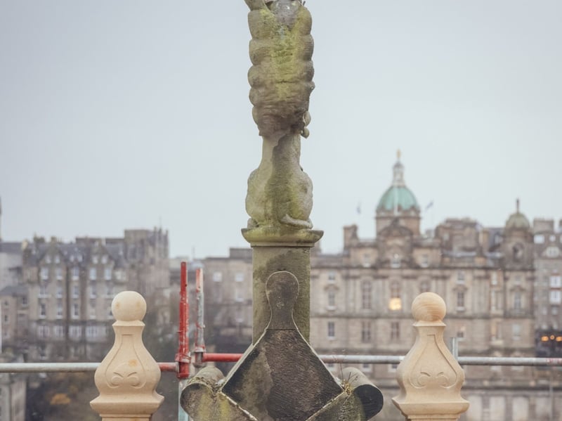 What a view! Even the very tip of the building is getting the same attention to detail. 