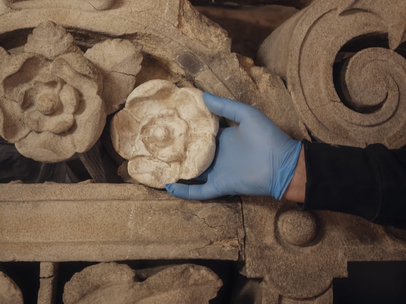 A flower in the stonework beautifully restored