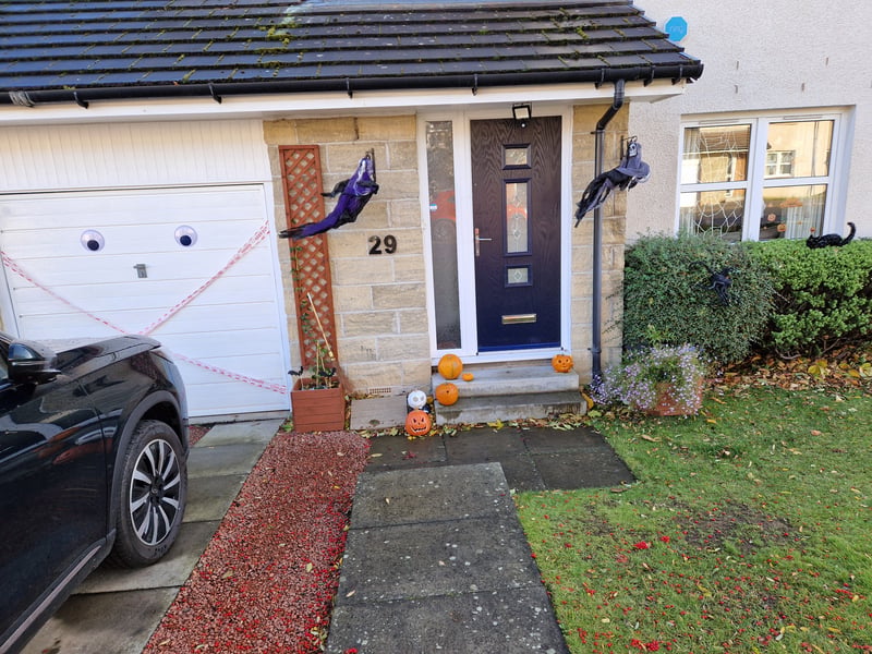 This Redhall home is Halloween-ready, with the garage keeping an eye on guisers this weekend.