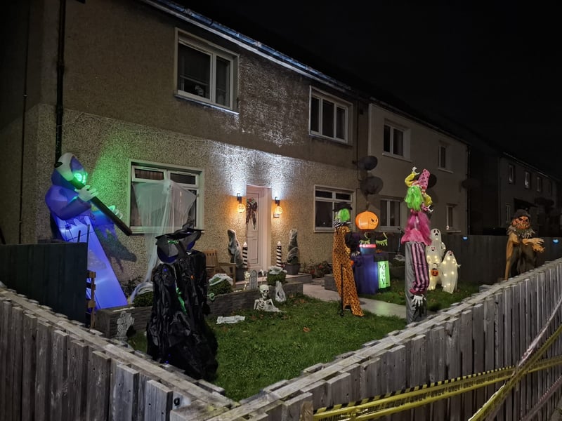 These spooky figures watch over this Halloween garden in Danderhall.