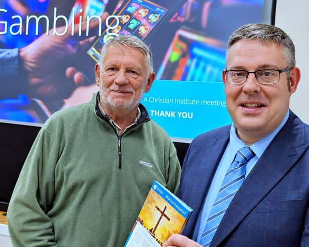Rev Raymond Blair, of Dervock Reformed Presbyterian Church, with Callum Webster of the Christian Institute.