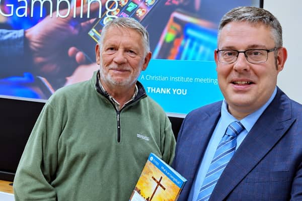 Rev Raymond Blair, of Dervock Reformed Presbyterian Church, with Callum Webster of the Christian Institute.