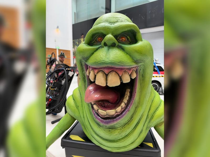 Slimer greets shoppers