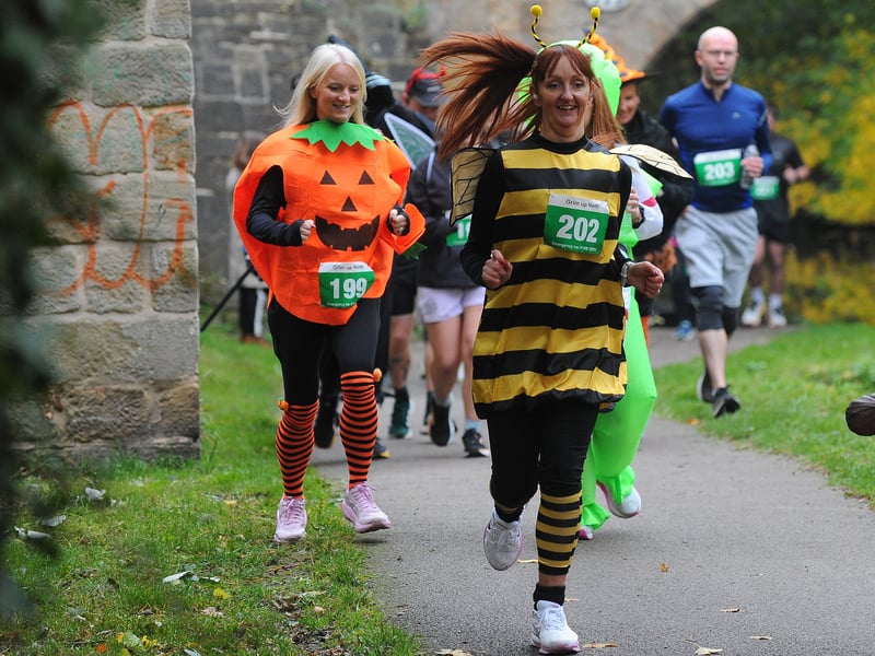 Runners by the canal