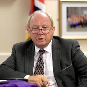 TUV MP Jim Allister during a press conference at Carleton Street Orange Hall in Portadown