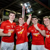 Eoin McEvoy, Conall Heron, Johnny McErlain and Cahir Quinn celebrate in at Find Insurance Celtic Park. Photo by Matthew Harvey/Sportsfile