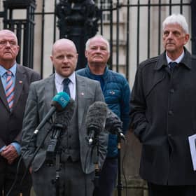  Parties arrive at court ahead of judgment on challenge to Bryant’s Drumcree parade ban. (Liam McBurney/Press Association)