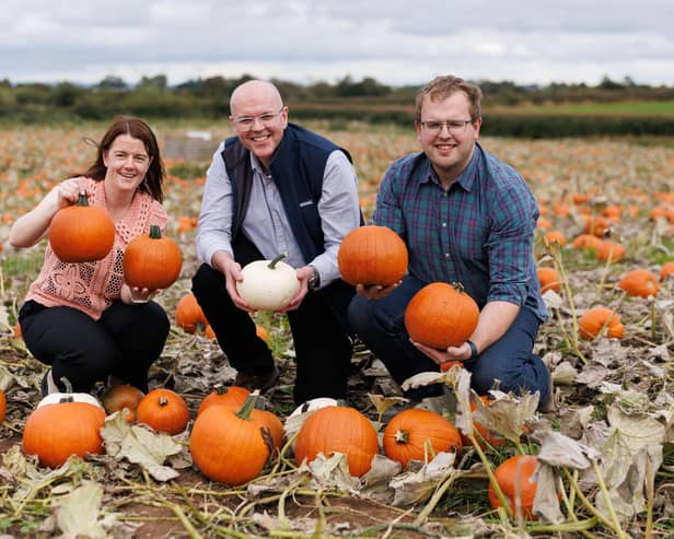 Gilfresh account and marketing manager, Anne Mac Oscar, Nigel Doherty, produce buying manager at Tesco NI, and Gilfresh farm manager, Richard Gilpin.  