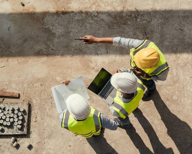 Construction workers on a site stock image